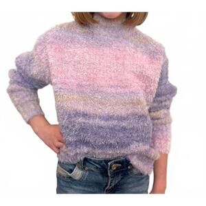 NEW LOVE DAISY plush knit sweater with scarf in purple
